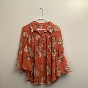 Cato Orange Floral Blouse